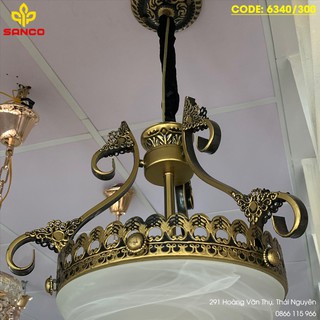 Đèn thả chao đá màu đồng 6340