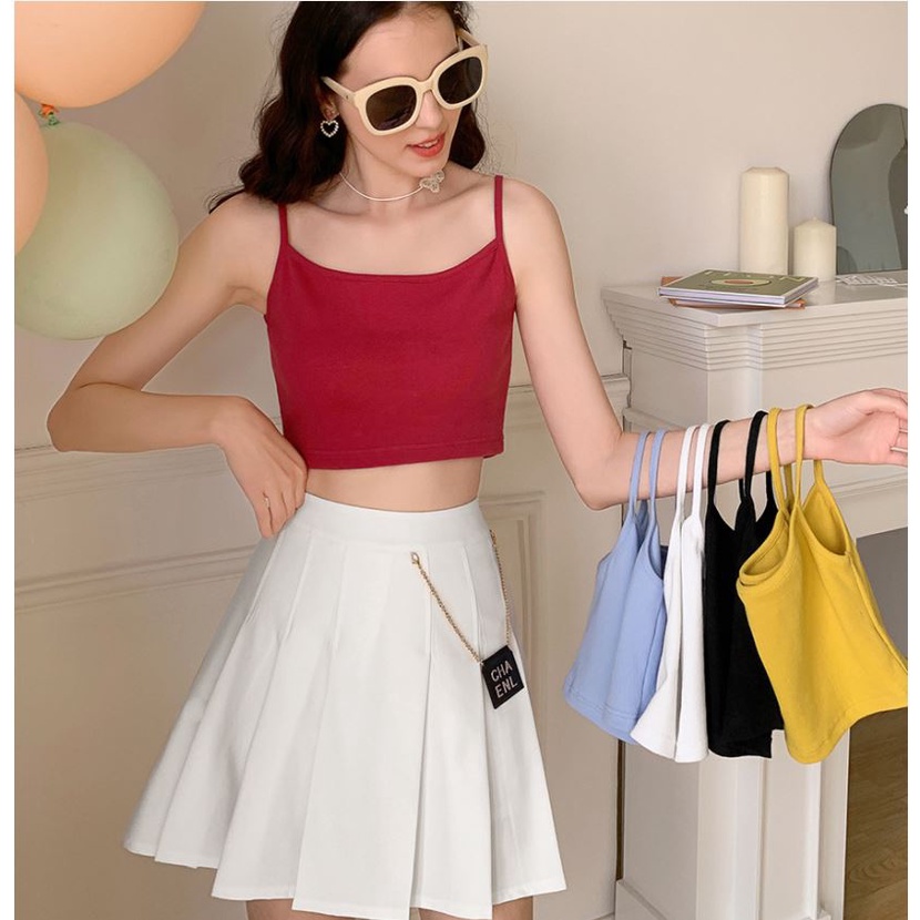 [HCM] Áo Croptop Nữ Hai Dây Thời Trang Chất Liệu Thun Borip Kiểu Dáng Ôm Body Gợi Cảm