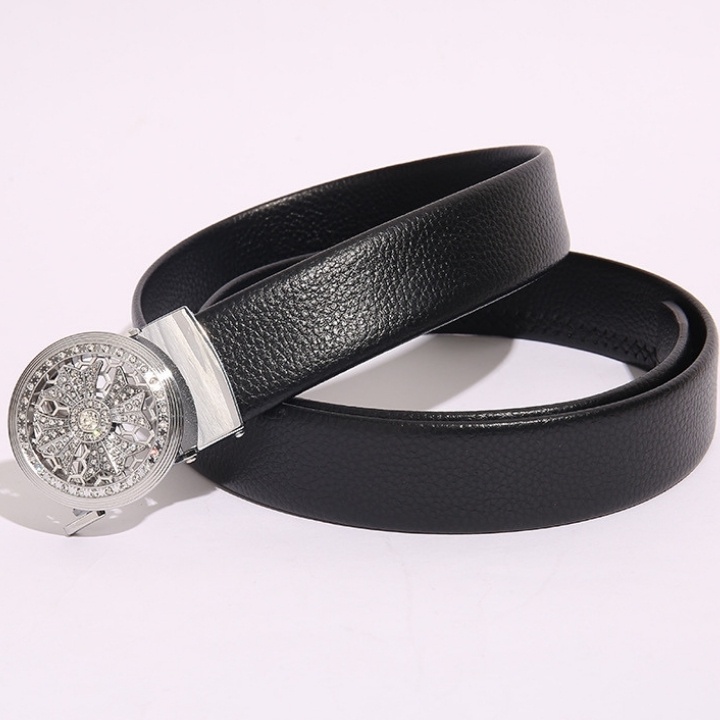 Thắt lưng nam da cao cấp mặt xoay đính đá khoá tự động - Dây lưng nam thời trang sang trọng TL22