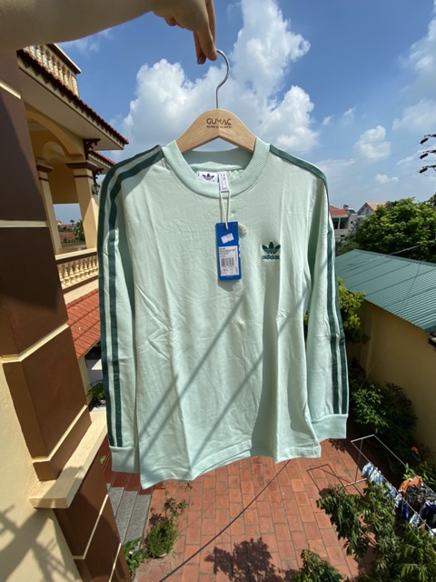 Áo thu đông Adidas 3 sọc logo ba lá thêu ngực dáng lủng