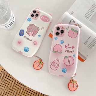 Ốp Điện Thoại Mềm Chống Rơi Hình Gấu Và Quả Đào Cho Iphone 11 12 Pro Xs Xr 7 8 Plus Xs Max
