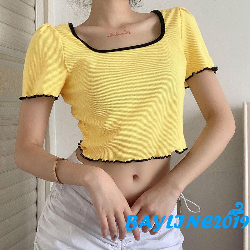 Áo Thun Lửng Ngắn Tay Quyến Rũ Dành Cho Nữ | BigBuy360 - bigbuy360.vn