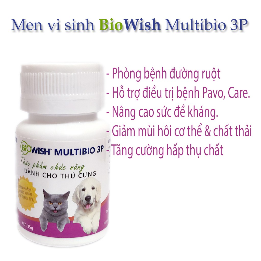 Men vi sinh bổ sung lợi khuẩn Bio Wish Multibio 3P 35g cho thú cưng - CutePets