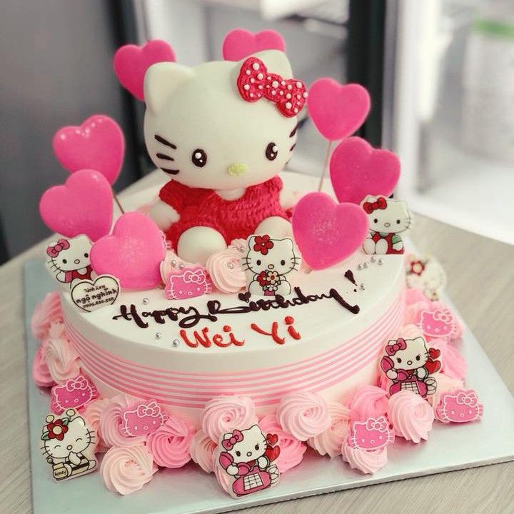 Mèo hello kitty trang trí bánh kem, phụ kiện trang trí bánh