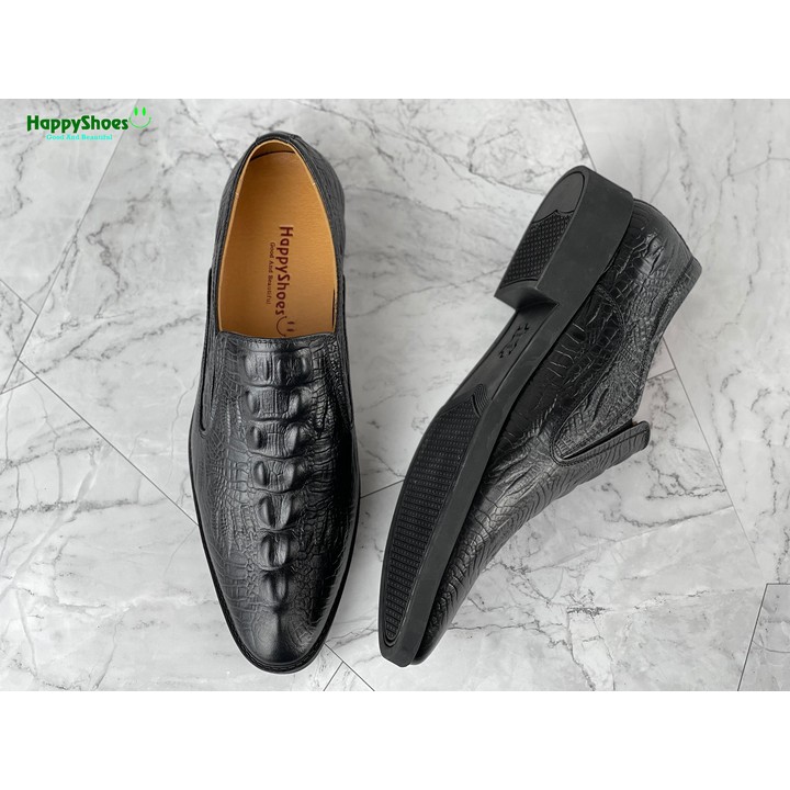 Giầy da nam kiểu lười da bò vân cá sấu Nam Happyshoes HS09 - Mẫu giay da bò công sở