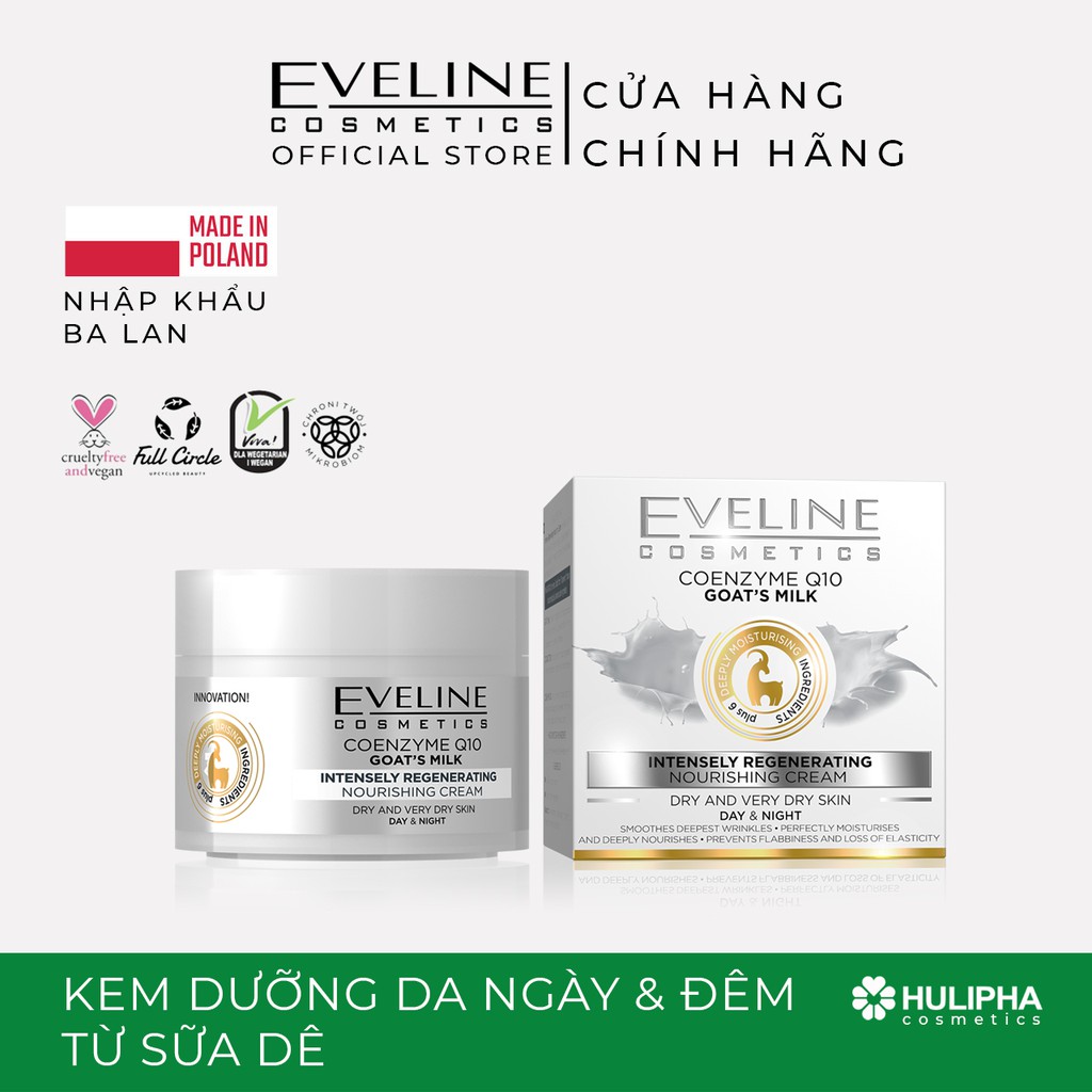 Kem Eveline sữa dê dưỡng da làm trắng da và chống lão hóa,cho da khô và da rất khô - Hũ 50 ml