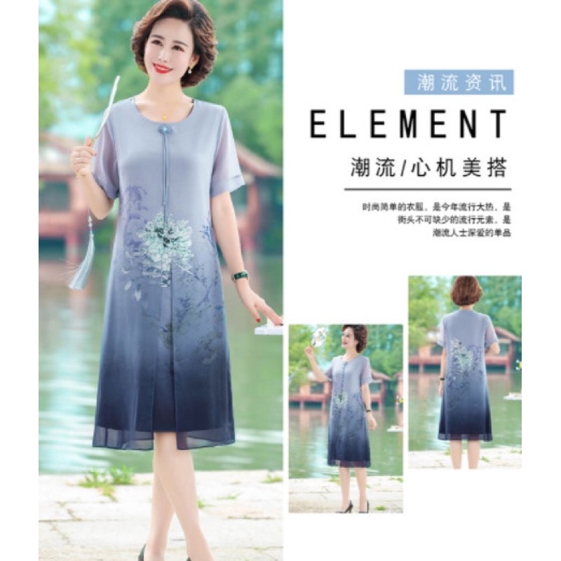 Đầm voan trung niên nữ cao cấp, hoạ tiết hoa chìm trẻ trung, màu sắc sang trọng, quý phái NV0695