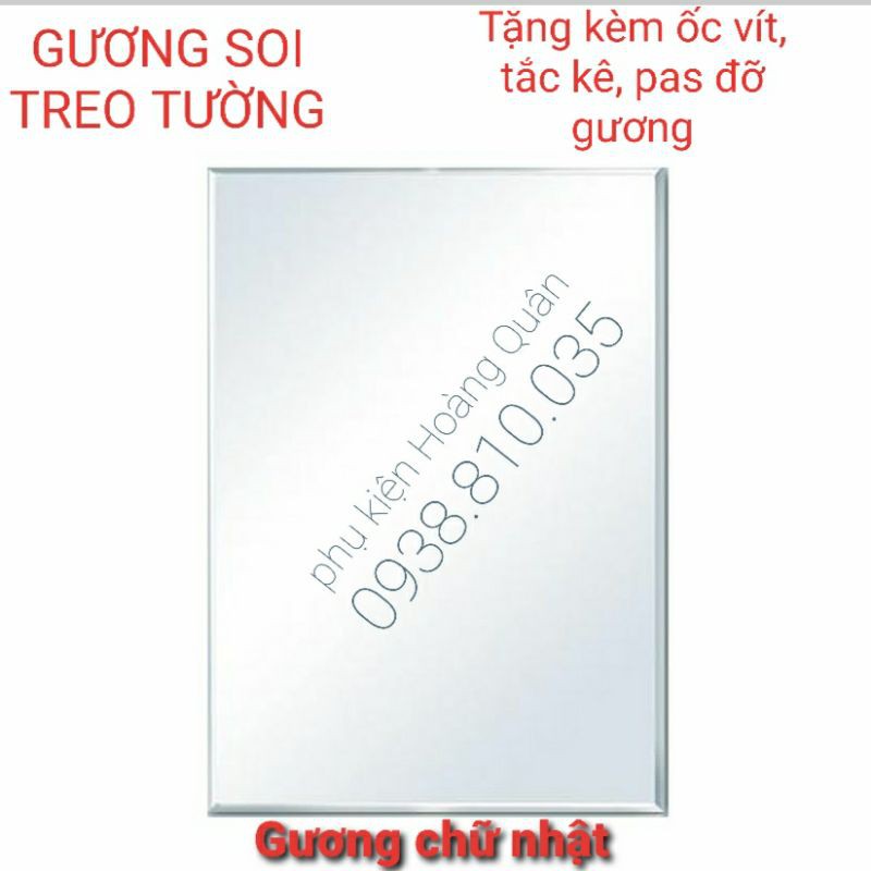 GƯƠNG SOI TREO TƯỜNG VUÔNG KÈM PAS GƯƠNG - KEO DÁN GƯƠNG