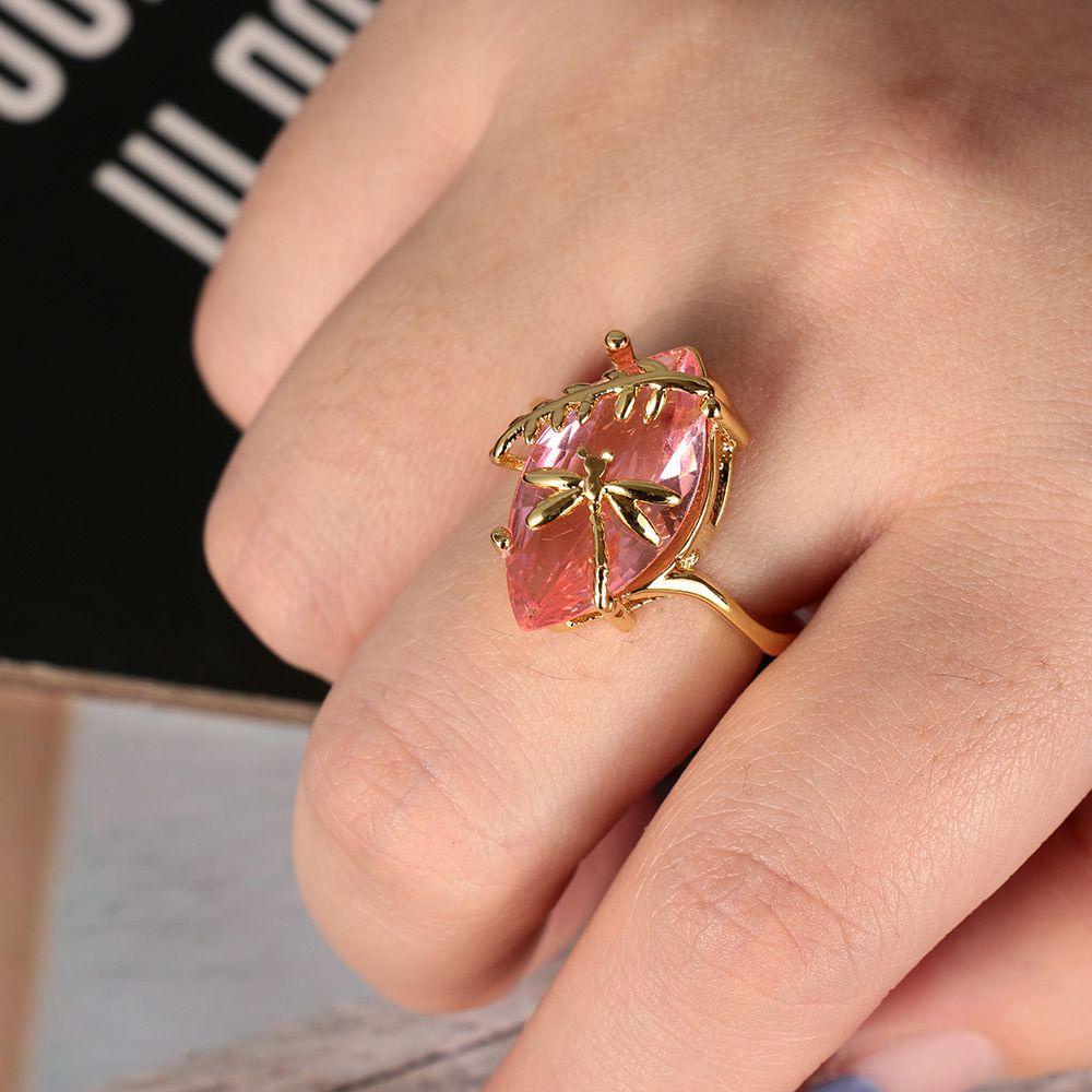 ORIENTLII Nhẫn Mạ VàNg 18K HìNh ChuồN ChuồN Sang TrọNg|Bông Tai Đính Đá Lấp Lánh