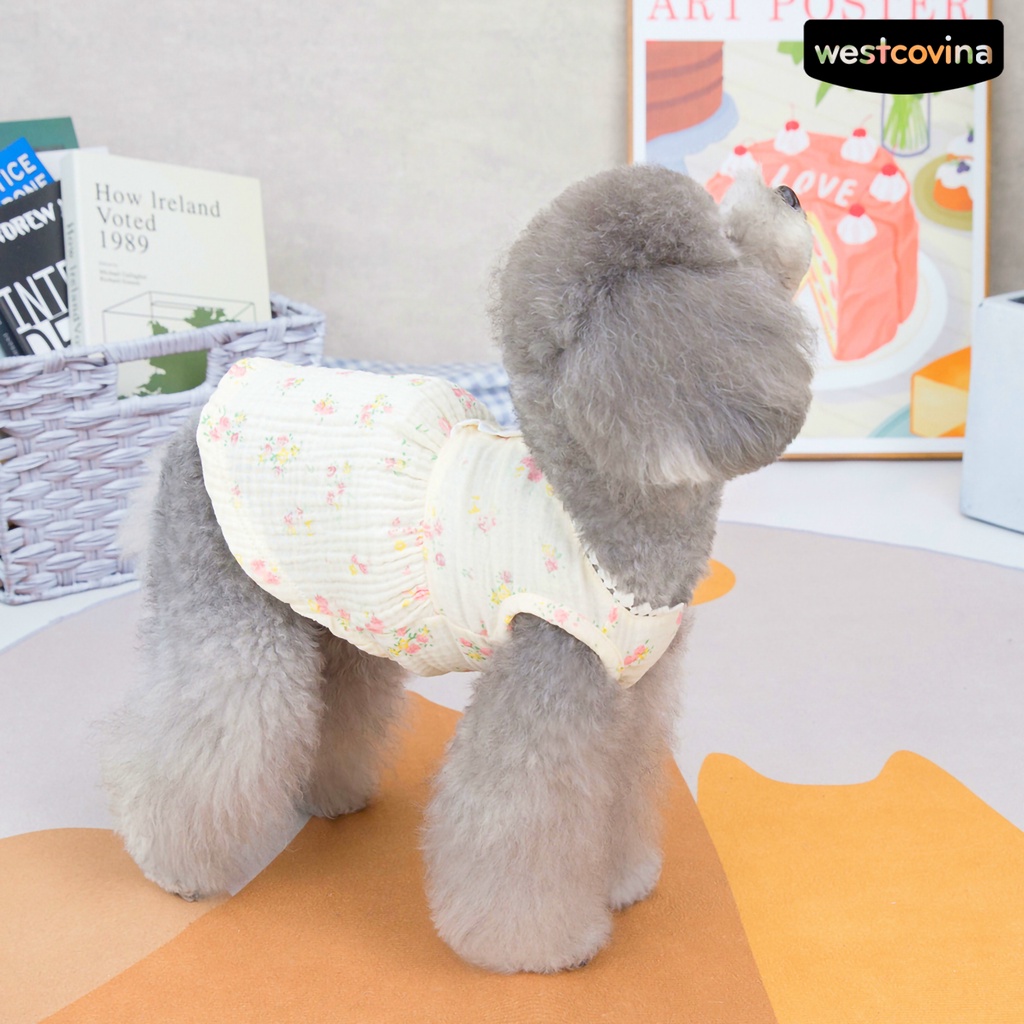 [Mới]♞Đầm Họa Tiết Hoa Thời Trang Cho Thú Cưng