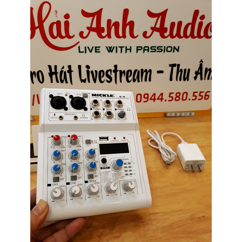 Bàn Trộn Âm Thanh, Thu Âm Mixer E4 Bluetooth Tích Hợp 88 Hiệu Ứng sôi động