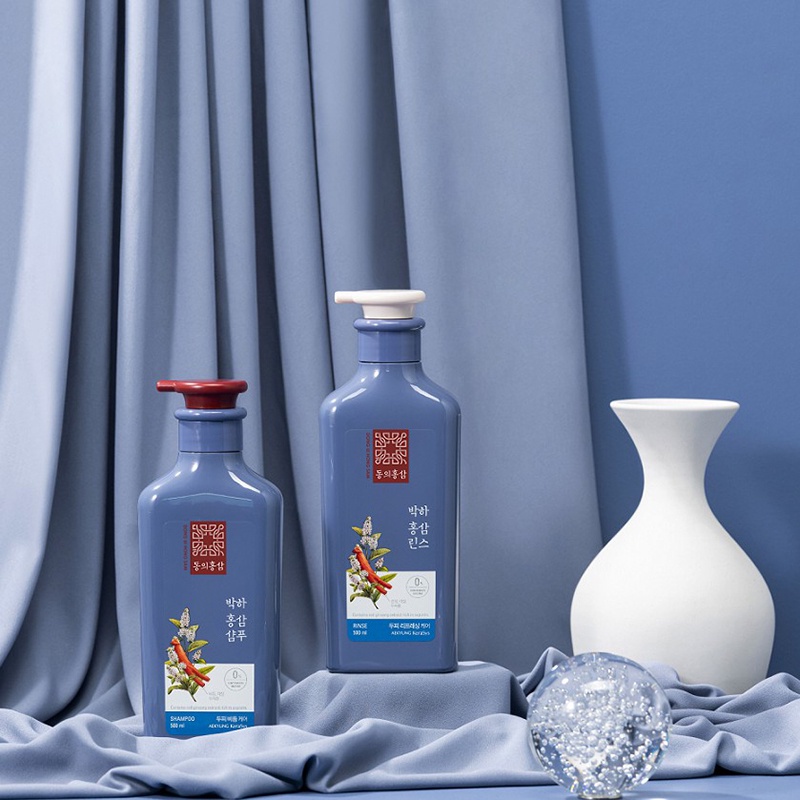 Dầu Gội Xả Hồng Sâm và Bạc Hà Ngăn Ngừa Rụng Tóc, Giảm Gàu Ngứa Kerasys Peppermint Red Ginseng Hàn Quốc 500ml