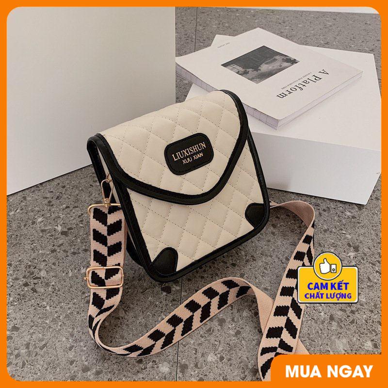 Túi đeo chéo nữ LIUXISHUN cao cấp kiểu dáng sọc caro dây đeo bản to phong cách thời trang trẻ trung sành điệu ST936