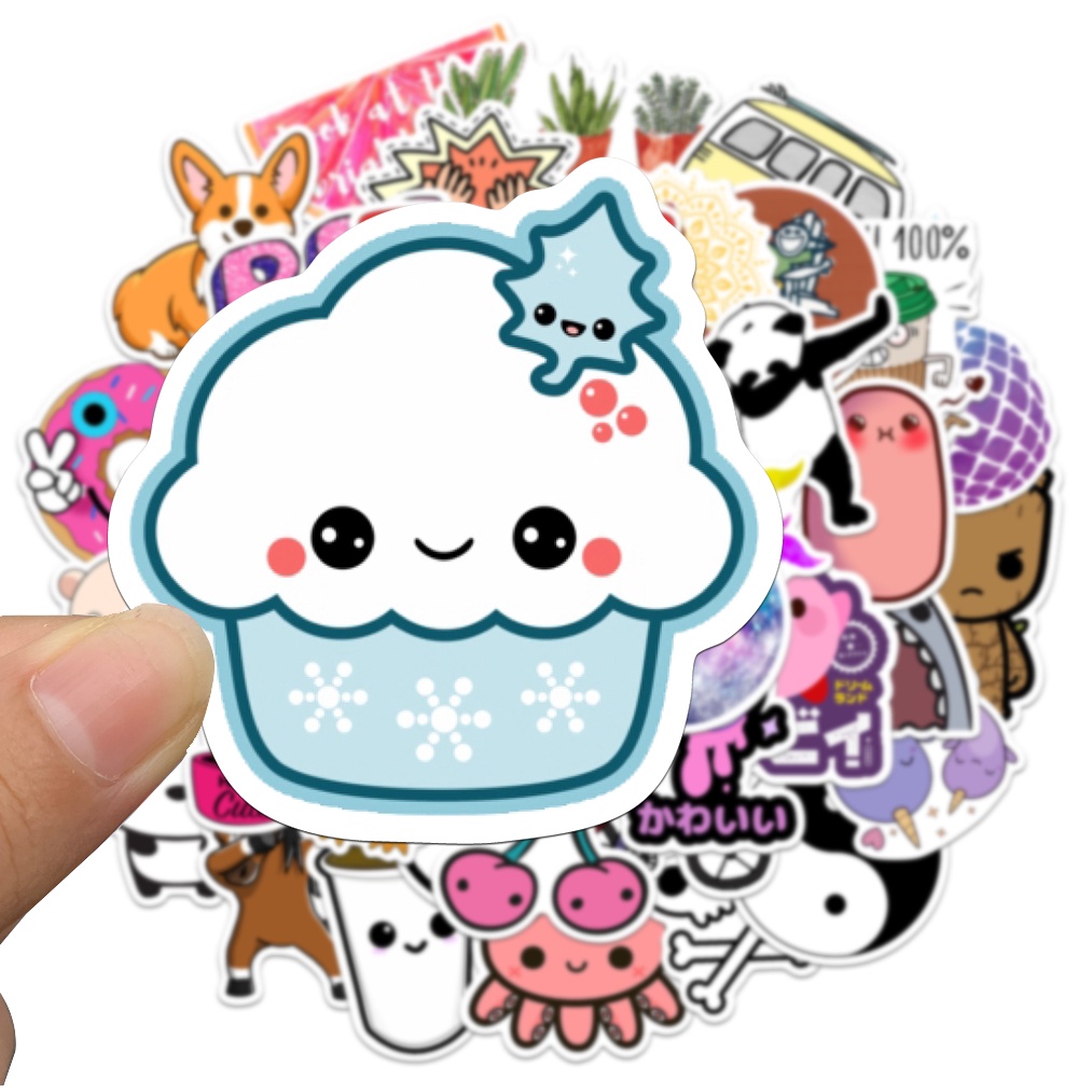 Bộ 10/50 Sticker Hoạt Hình Chống Thấm Nước