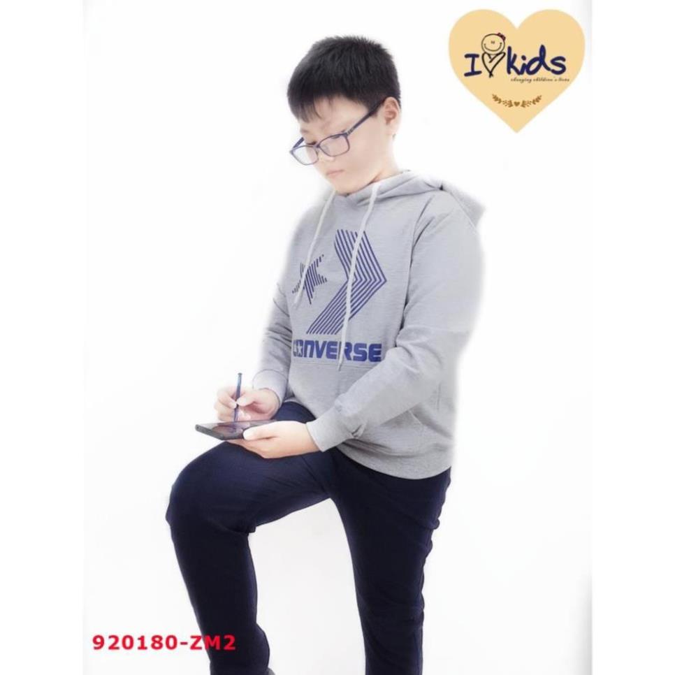 920180-ZM2-Áo bé trai,nỉ da cá,dài tay,có mũ,ghi sáng,size to 10-16