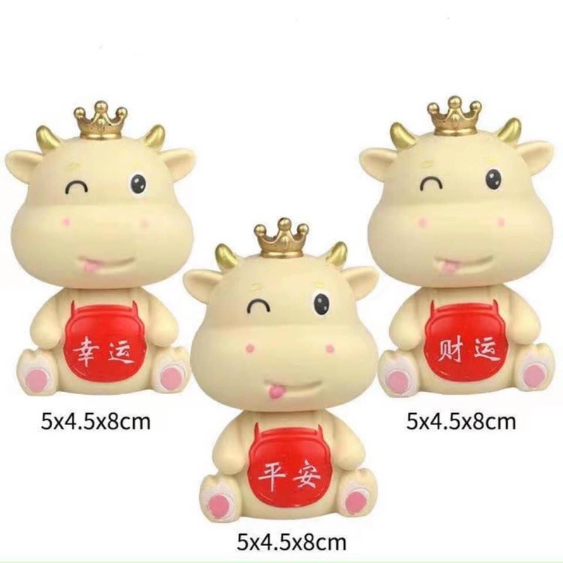 Combo 3 Con Trâu Vương Miện Trang Trí Bánh kem