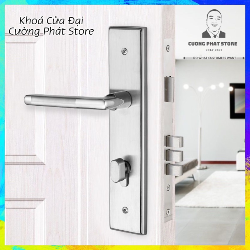 Khóa cửa đại sảnh 26cm inox tay gạt ngang bền đẹp chuyên lắp cửa gỗ cửa chính