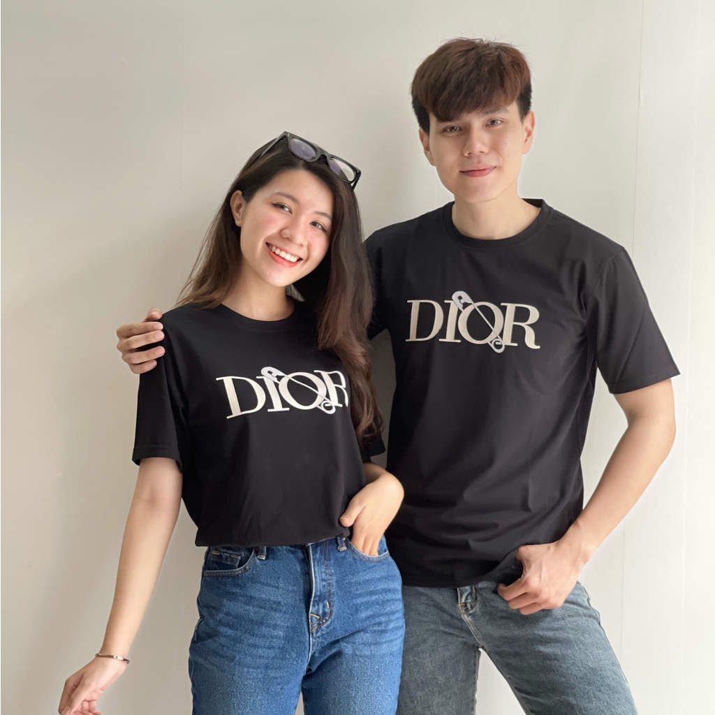 Áo thun nam nữ tay ngắn cổ tròn chất cotton họa tiết Dior thời trang phong cách thấm hút mồ hôi cực tốt