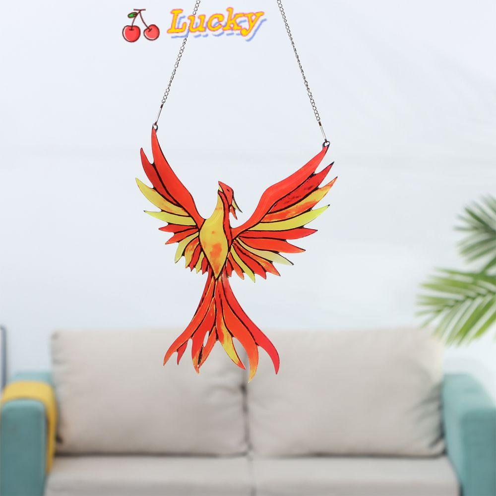 LUCKY Living Room Stained Glass Window Decor Window Hangings Red Bird Garden Window Ornament Home Decoration Suncatcher Panels