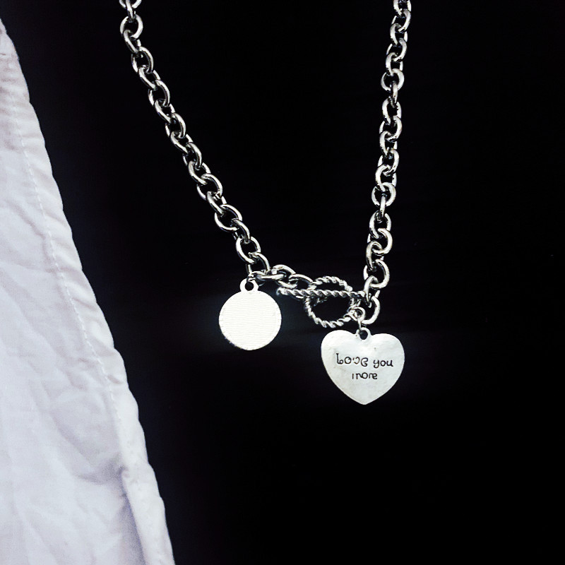 Punk Love Pendant Titanium Steel Female Clavicle Necklace