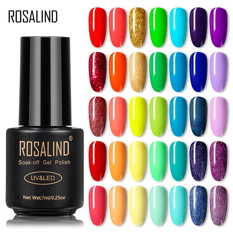 ROSALIND 7ml Ngâm Tẩy Màu Sắc Tinh Khiết Dòng Màu Cầu Vồng Sơn Móng Tay Tươi Sáng Cho Thiết Kế Nghệ Thuật Móng Tay Đèn LED / Đèn UV RA05