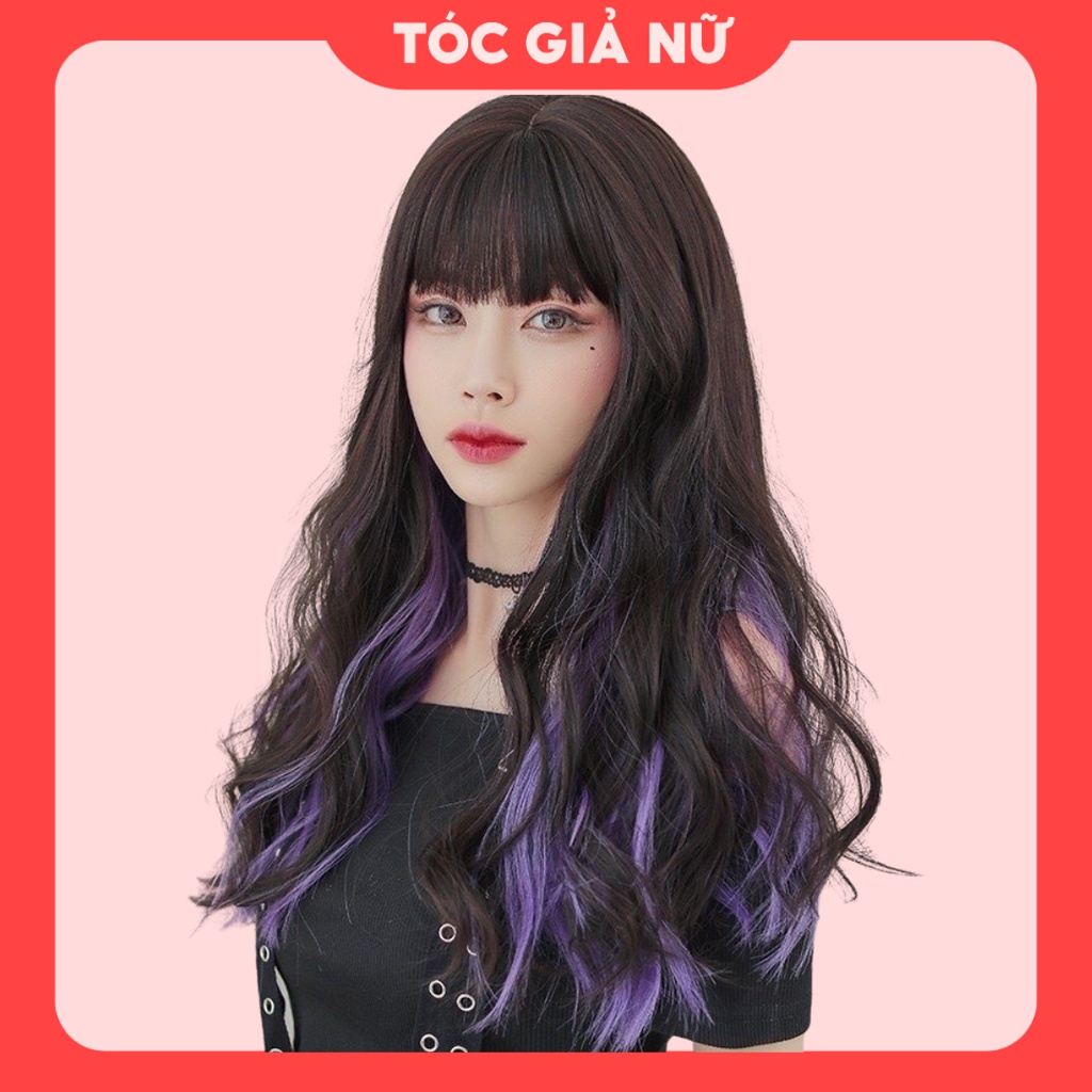 Tóc giả nữ nguyên đầu xù light tím hàng cao cấp xu hướng 2021 ms9063