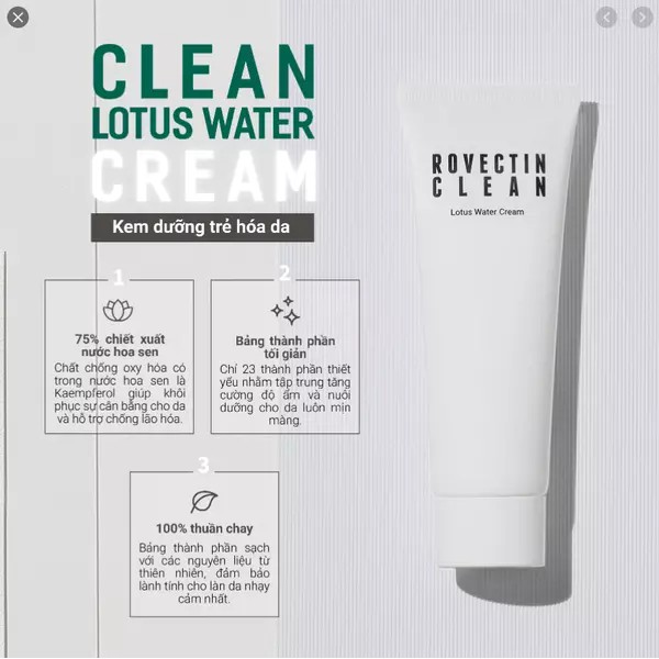 Kem dưỡng trẻ hóa da ROVECTIN Clean Lotus Water Cream 60ml - Từ Hảo