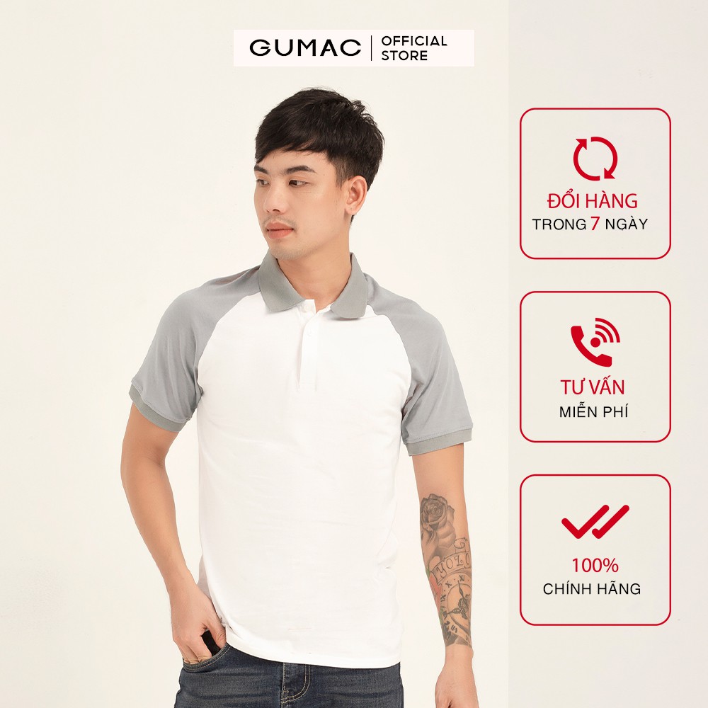 Áo thun polo nam raglan GUMAC đủ màu đủ size, thiết kế basic ATNB132 | BigBuy360 - bigbuy360.vn