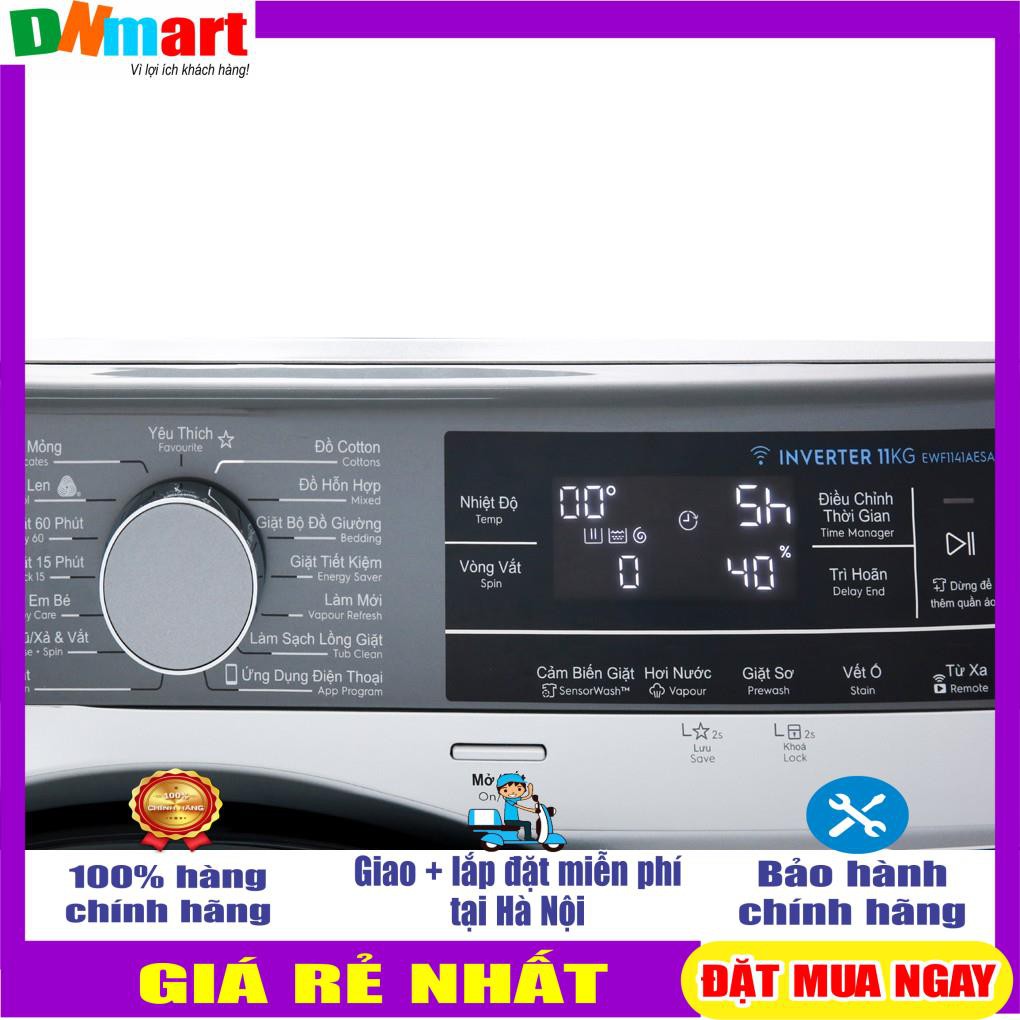 Máy giặt Electrolux EWF1141AESA lồng ngang inverter 11kg màu xám bạc