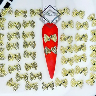 charm nail charm đá đính móng nơ quạt kép 103