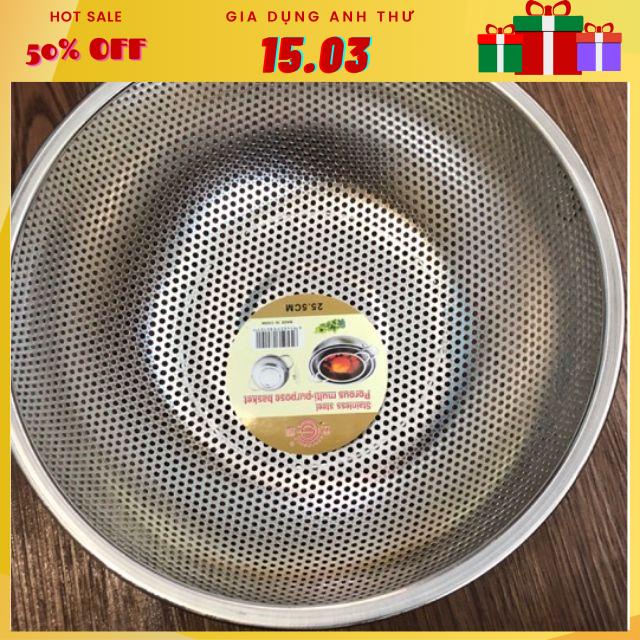 RỔ DÀY INOX KÍCH THƯỚC 28 CM  - RỔ ĐỰNG ĐỒ TIỆN DỤNG CHO GIA ĐÌNH