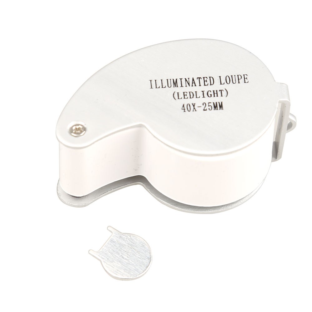 Kính lúp soi kim cương 40X 25mm tích hợp 2 đèn LED chuyên dụng cao cấp