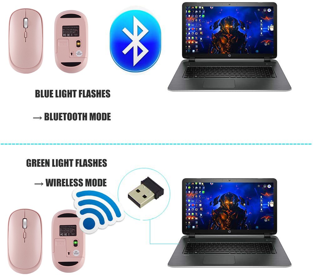 Chuột Không Dây Bluetooth 4 Nút 2.4ghz Cho Laptop