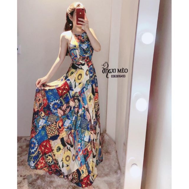 💥 ĐẦM MAXI LỤA CỔ YẾM CỰC XINH 💥