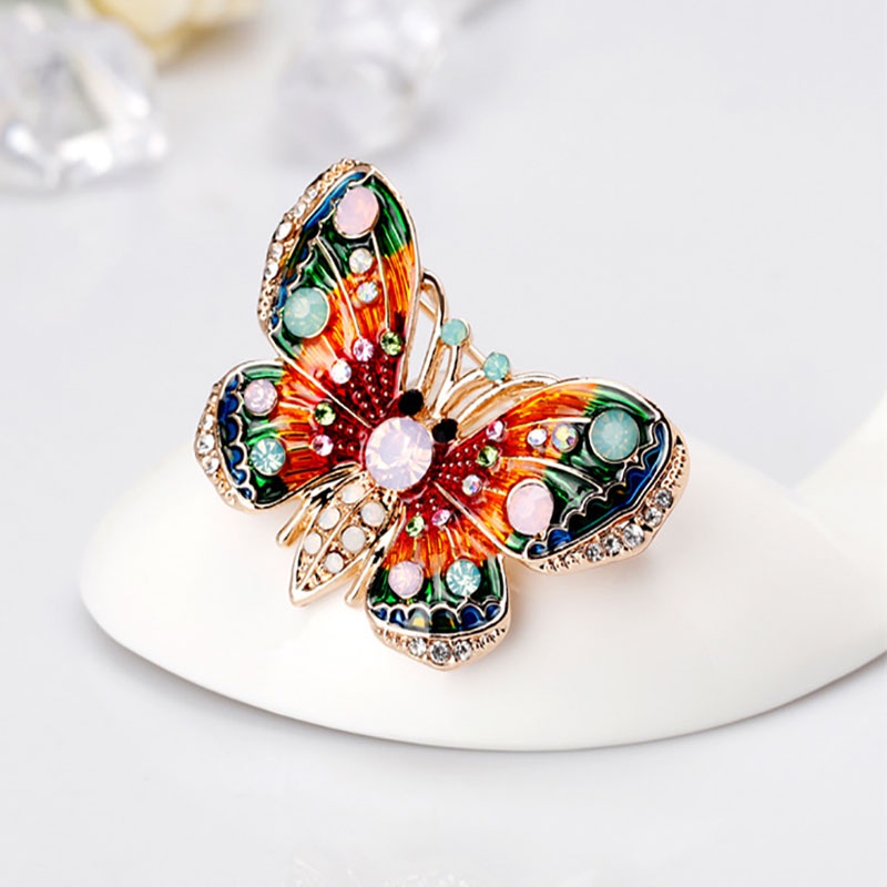 Ghim Cài Áo Hình Bướm Đính Đá Chất Liệu Hợp Kim Phong Cách Âu Mỹ Thời Trang Cao Cấp