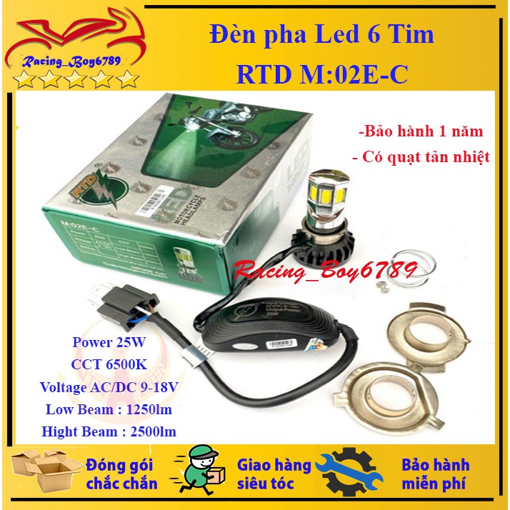 Đèn pha led 6 tim RTD-M02E chính hãng.Bảo hành 1 năm -Mẫu D5