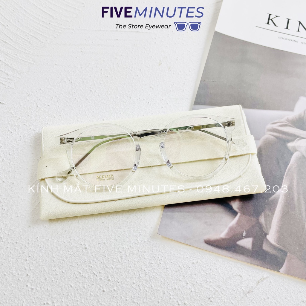 Gọng kính nam nữ, form tròn góc cạnh kèm nhựa Acetate cao cấp H8081 Siêu hot 2022