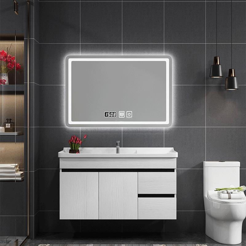 Bắc Âu thông minh kết hợp tủ phòng tắm bằng gỗ rắn căn hộ nhỏ treo tường chậu rửa tay gương < | BigBuy360 - bigbuy360.vn