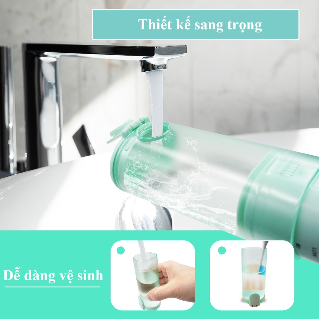 Tăm nước mini gấp gọn h2ofloss hf10 bản nâng cấp mới nhất kèm túi đựng