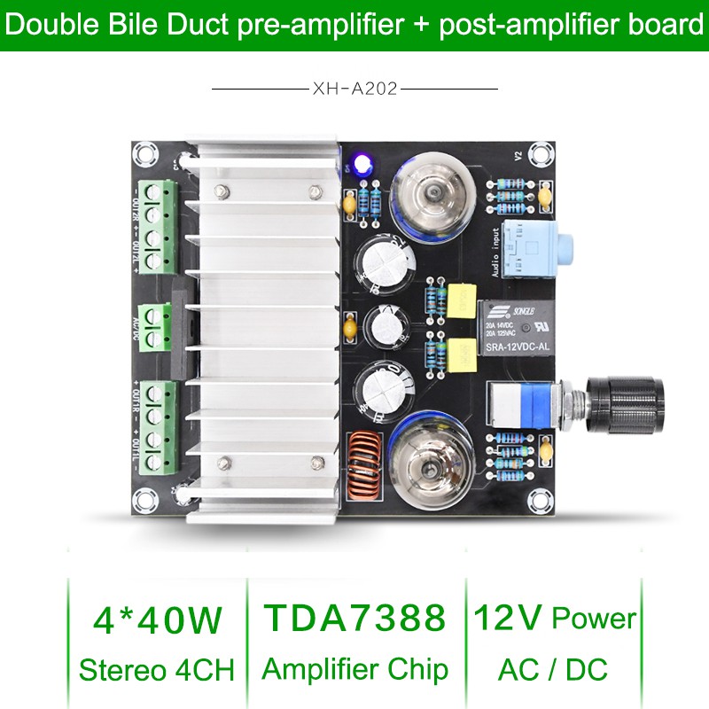 Bảng khuếch đại công suất ống XH-A202 AC / DC 12V 4 * 40W Hiệu ứng âm thanh được tăng cường công suất cao Bảng mạch khuếch đại âm thanh chip TDA7388