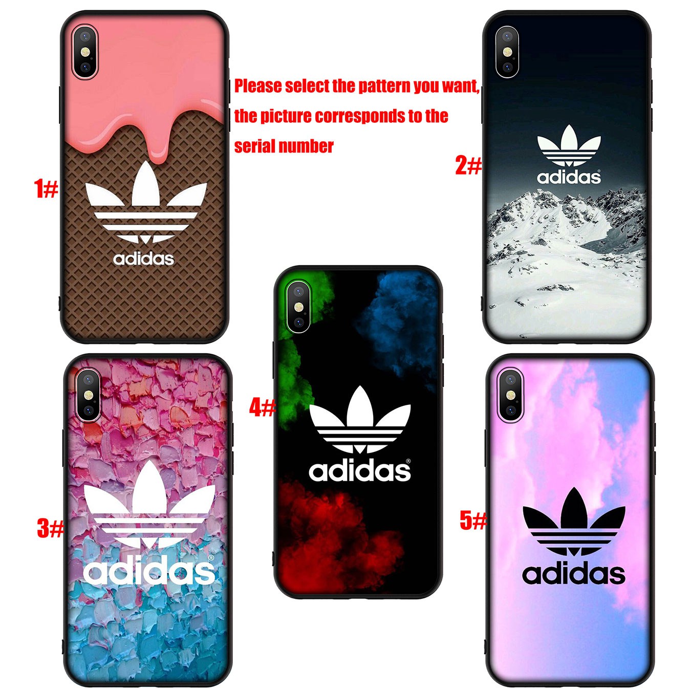 Soft Silicone iPhone 11 Pro XR X XS Max 7 8 6 6s Plus + Cover Logo flower Adidas Phone Case