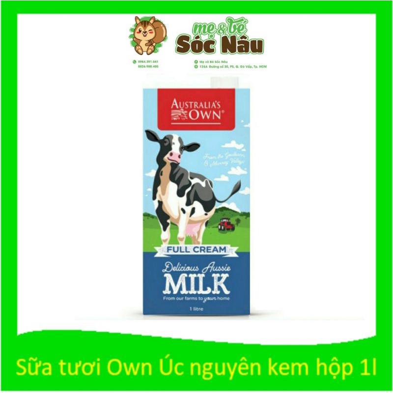 [DATE 05.2022] Sữa tươi nguyên kem/lowfat/skim Australia's Own hộp 1 lít