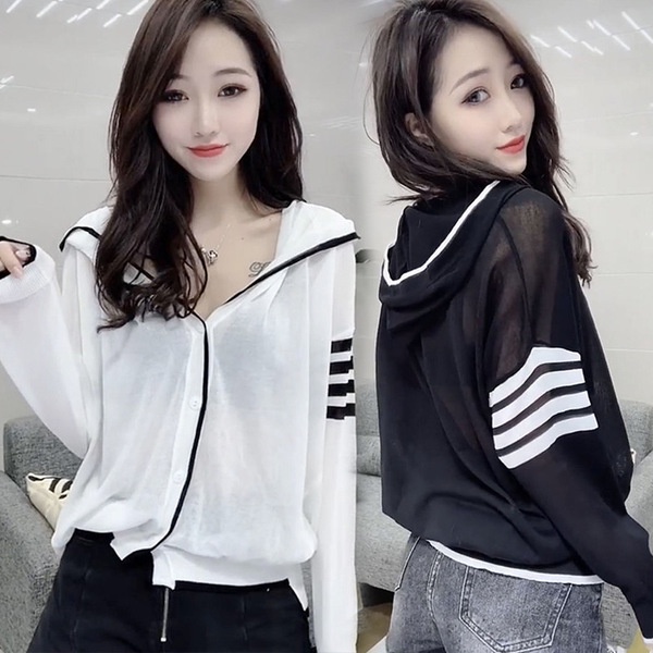 Áo Khoác Cardigan Dệt Kim Mỏng Tay Dài Có Mũ Trùm Đầu Màu Trắng Thời Trang Mùa Hè Cho Nữ 202220220402151053