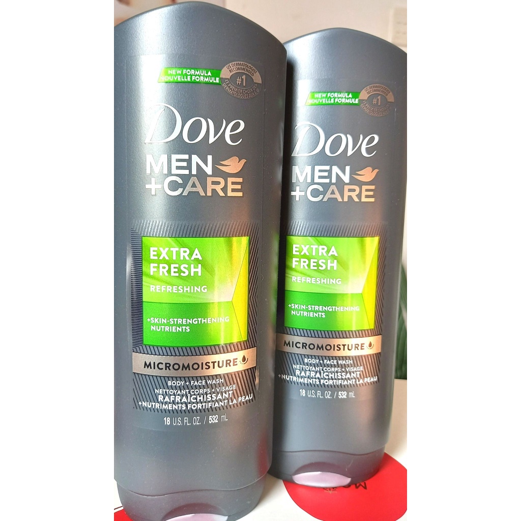 Sữa Tắm Kết Hợp Sữa Rửa Mặt Cho Nam Dove Men +Care Extra Fresh 532ml