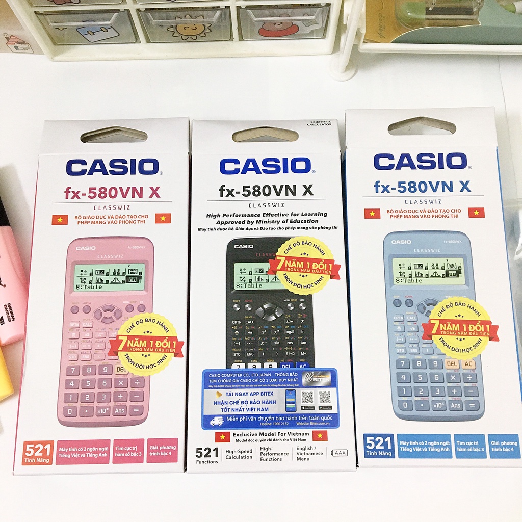 Máy tính Casio FX 580VN X  chính hãng  nhập khẩu thái lan bảo hành 7 năm có tiếng việt, Máy tính học sinh cầm tay fx 580