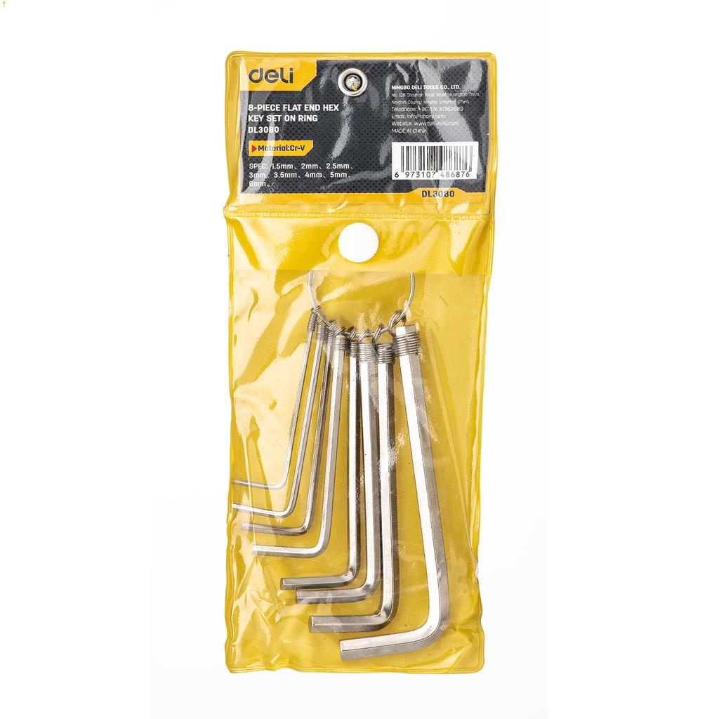 Bộ Khóa Lục Giác Chữ L Đầu Bằng Deli Cao Cấp Chính Hãng - Kích Thước 1,5 - 10mm - Có Móc Khóa Tiện Dụng - EDL3080 .