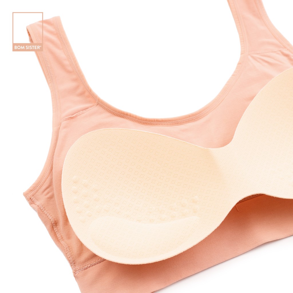 Áo lót thể thao mút mỏng cotton pha màu trơn mút tháo rời nâng ngực tự nhiên BOM SISTER BR88230