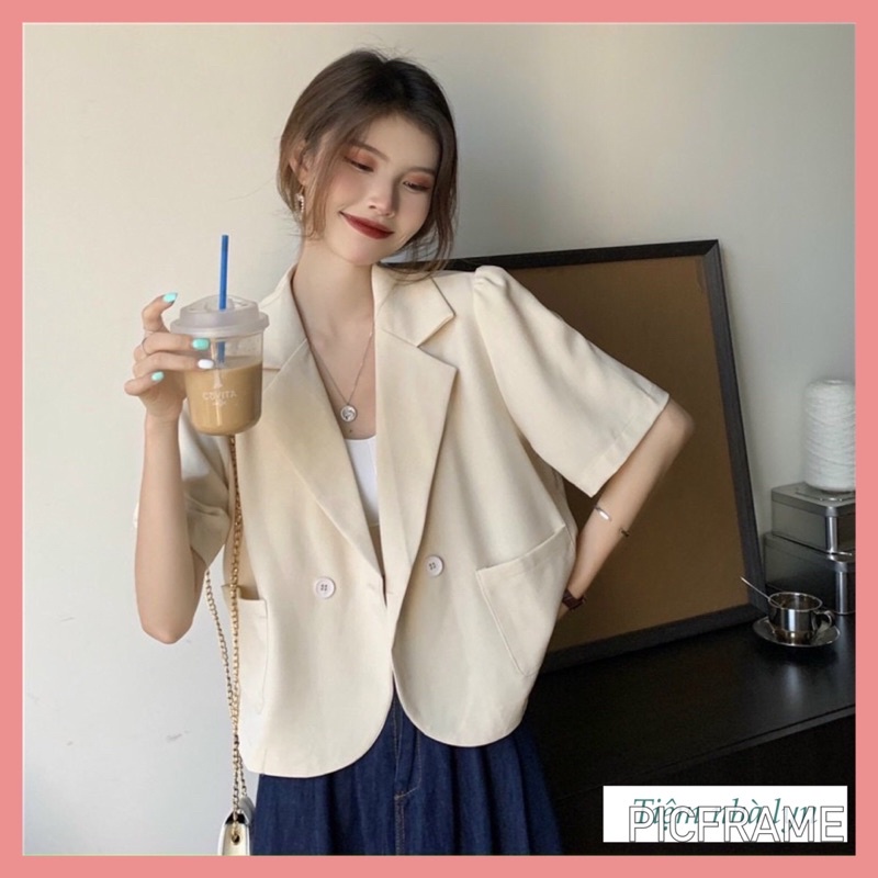 Áo blazer cộc tay dáng ngắn / Áo vest kiểu dáng ngắn tay bồng | BigBuy360 - bigbuy360.vn