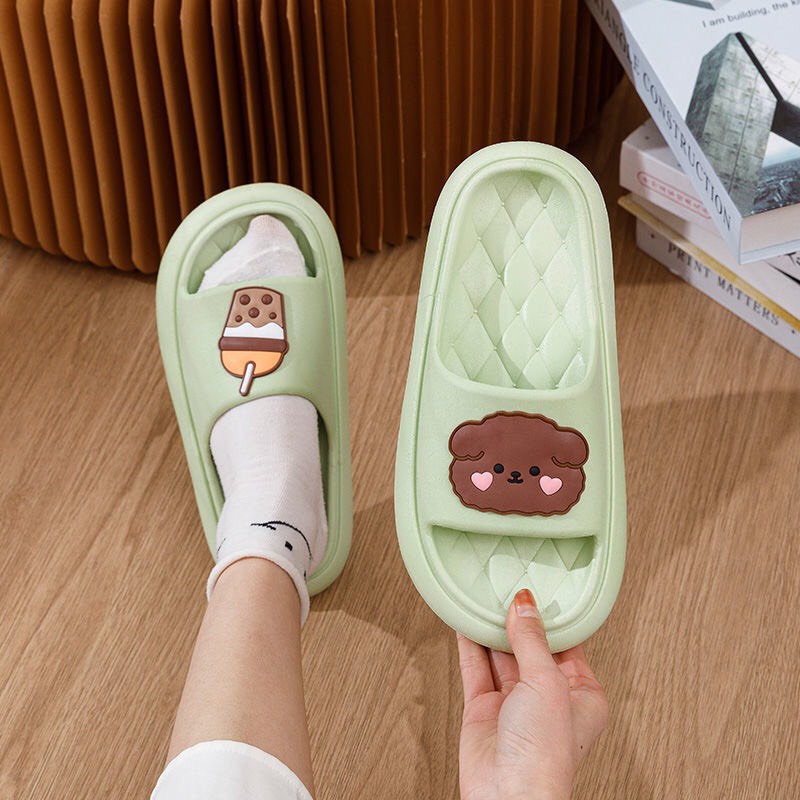 JY377-C3  - dép bánh mì đúc liền đế viền lưới chốg trơn