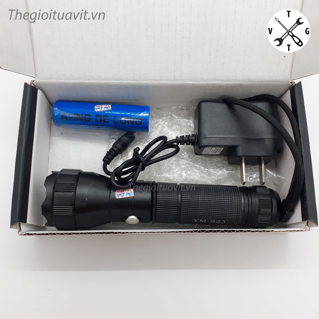 Đèn pin cầm tay siêu sáng, đèn pin police dùng pin 18650 3 chế độ